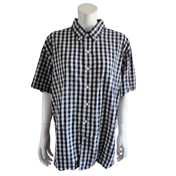 IZOD lightweight poplin short sleeves checkered shirt, plus size XXL - Picture 8 of 9